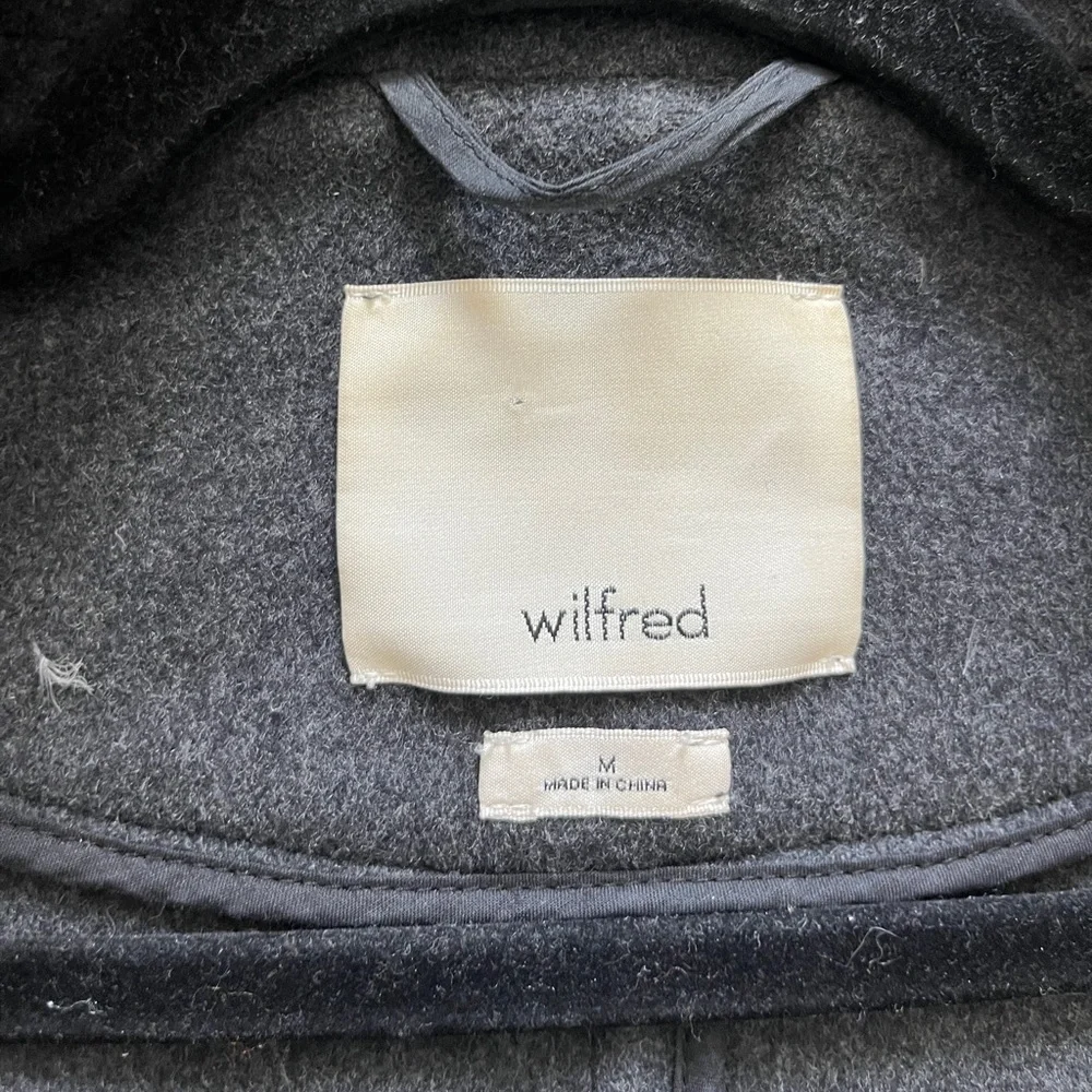 Aritzia Wilfred Dark Gray Wool & Cashmere High Collar Kimono Sleeves Coat Medium - Picture 12 of 16